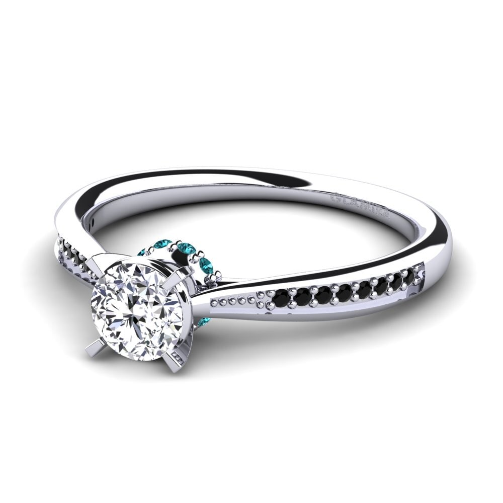 18k Oro Blanco Diamante Anillo de compromiso Artrina