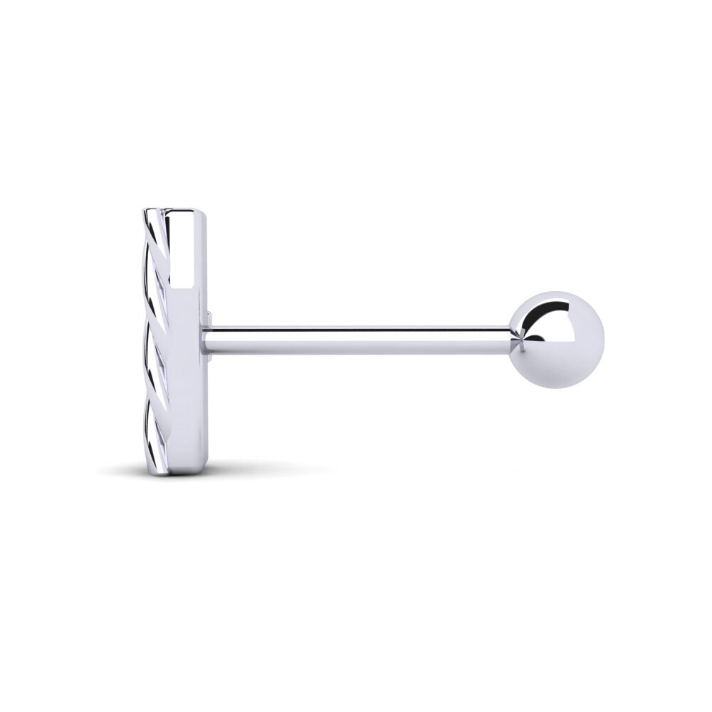 9ct White Gold White sapphire Men's Piercing Artuby