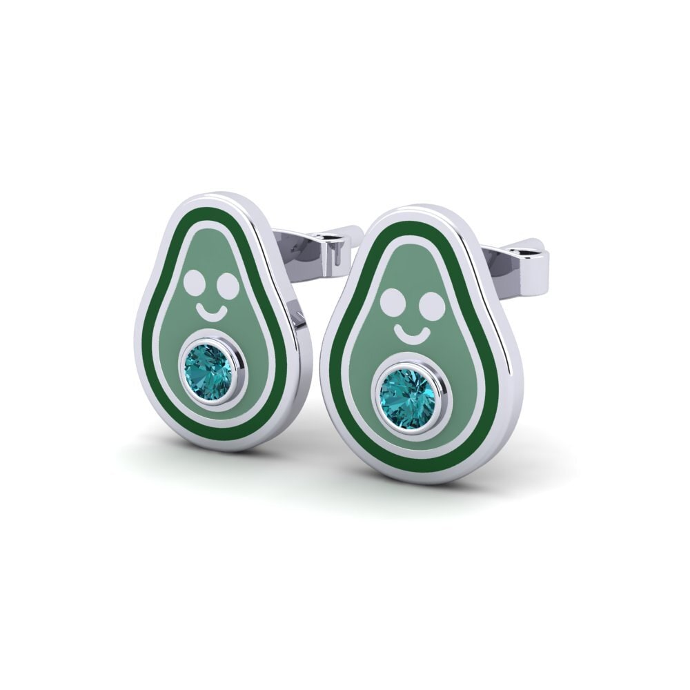 18k White Gold Blue Diamond Kid's Earring Arve