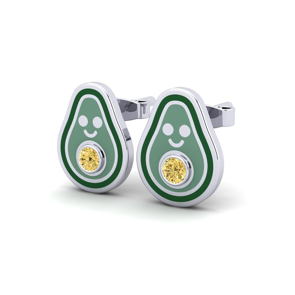 18k White Gold Yellow Diamond Kid's Earring Arve