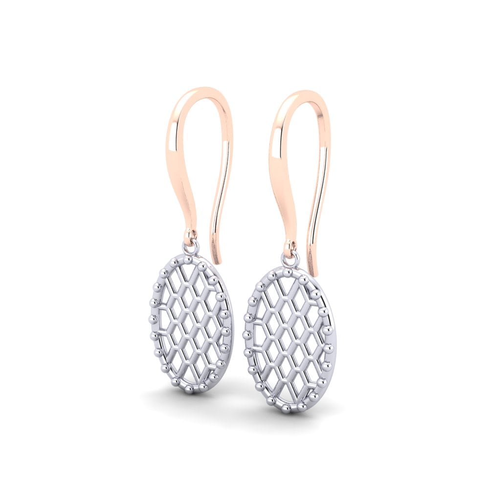9k Oro Rosa/Blanco Pendientes Asbeste