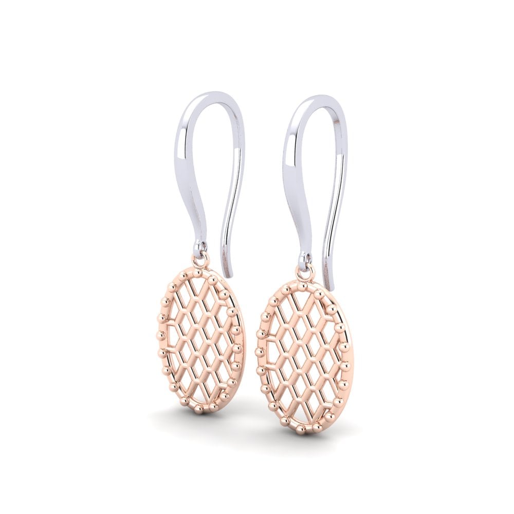 9k Oro Blanco / Rosa Pendientes Asbeste