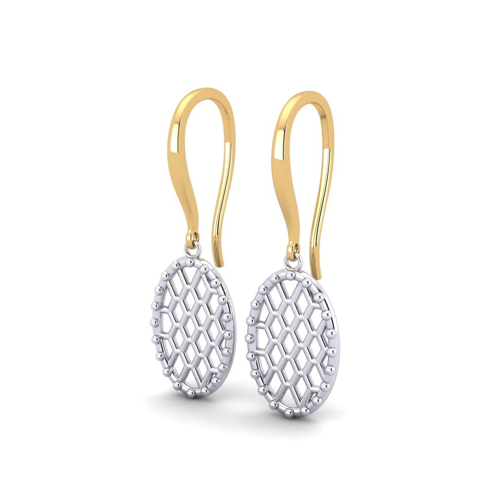 9k Oro Amarillo/Blanco Pendientes Asbeste