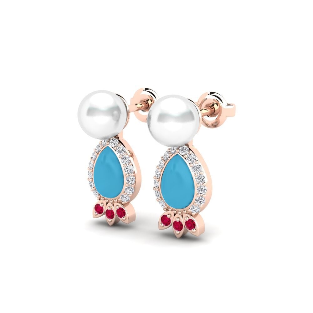 14k Oro Rosa Pendiente de mujer Ascaryaya
