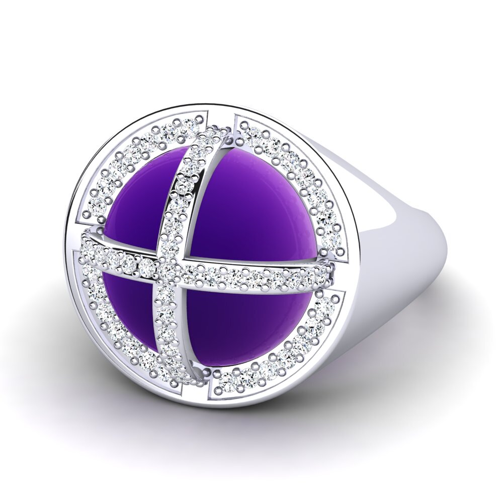 Cabochon Ametista Anel Asceline