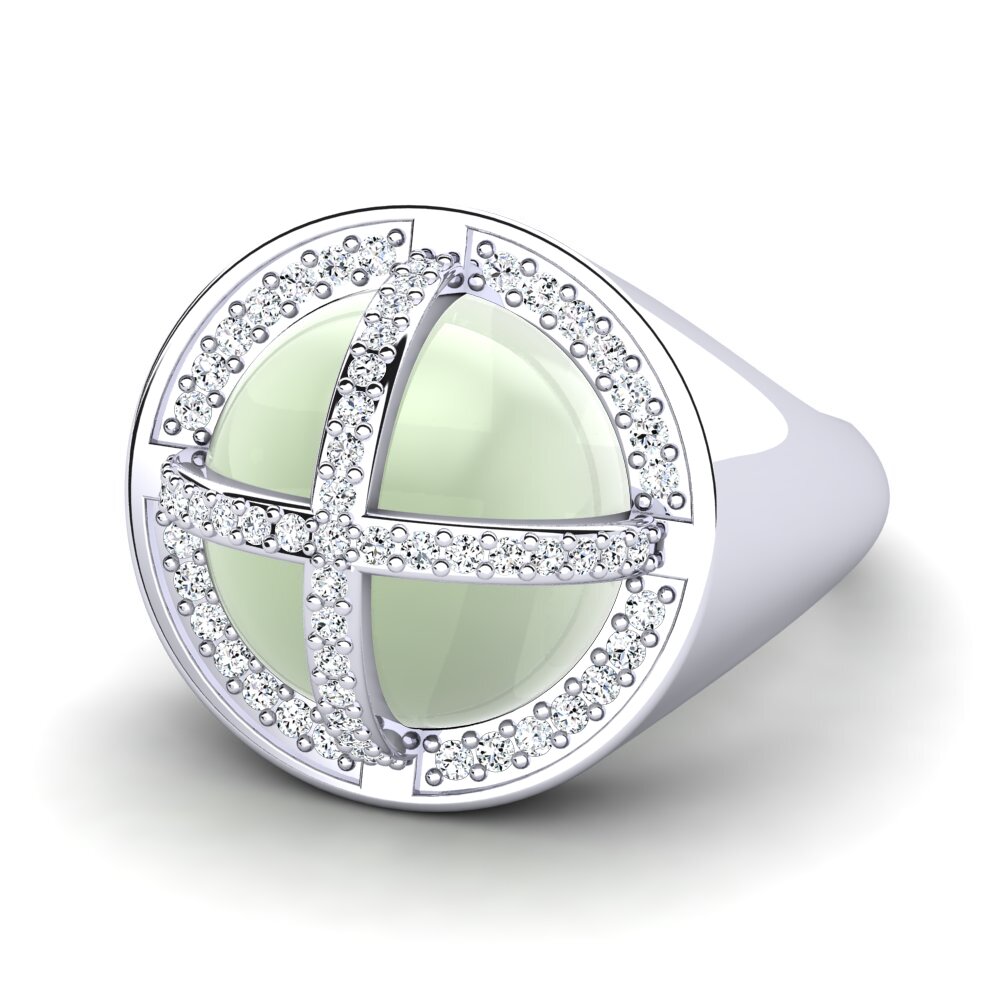 Cabochon Ametista Verde Anel Asceline
