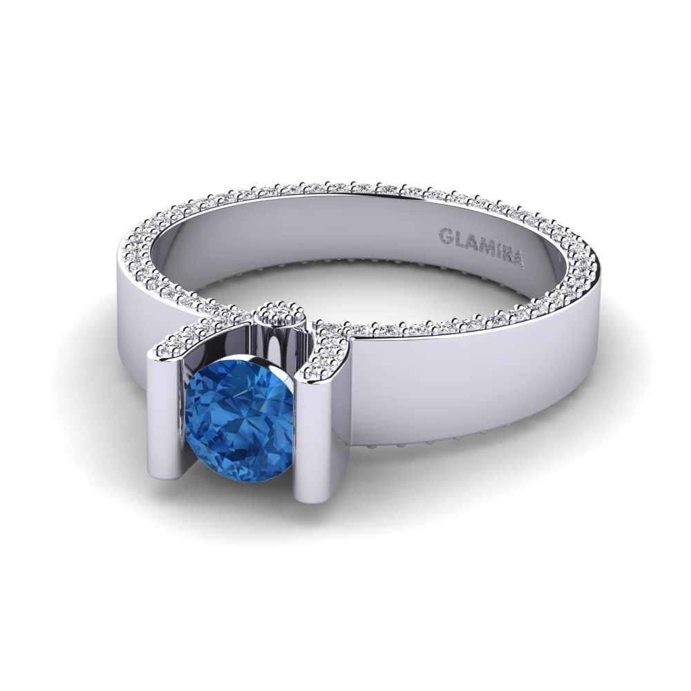 Circonita Azul Oscuro Anillo de compromiso Asherah