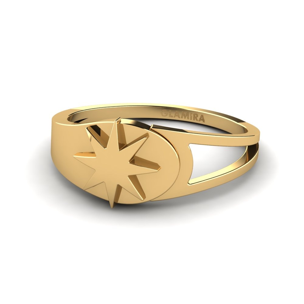 9k Oro Amarillo Anillo Asimmetrico