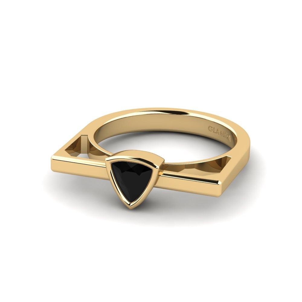 Trillion Black Sapphire Engagement Ring Askel