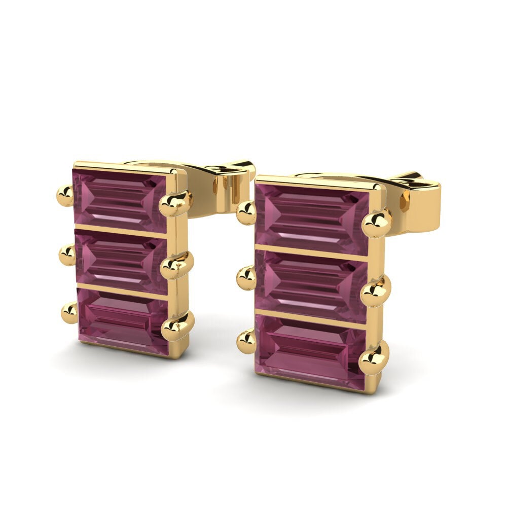 9k Oro Amarillo Granate Rhodolite Pendiente de mujer Asley