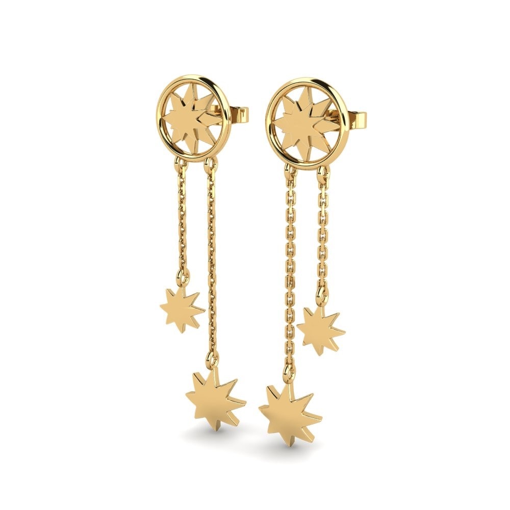 9k Oro Amarillo Pendientes Asse Stellare