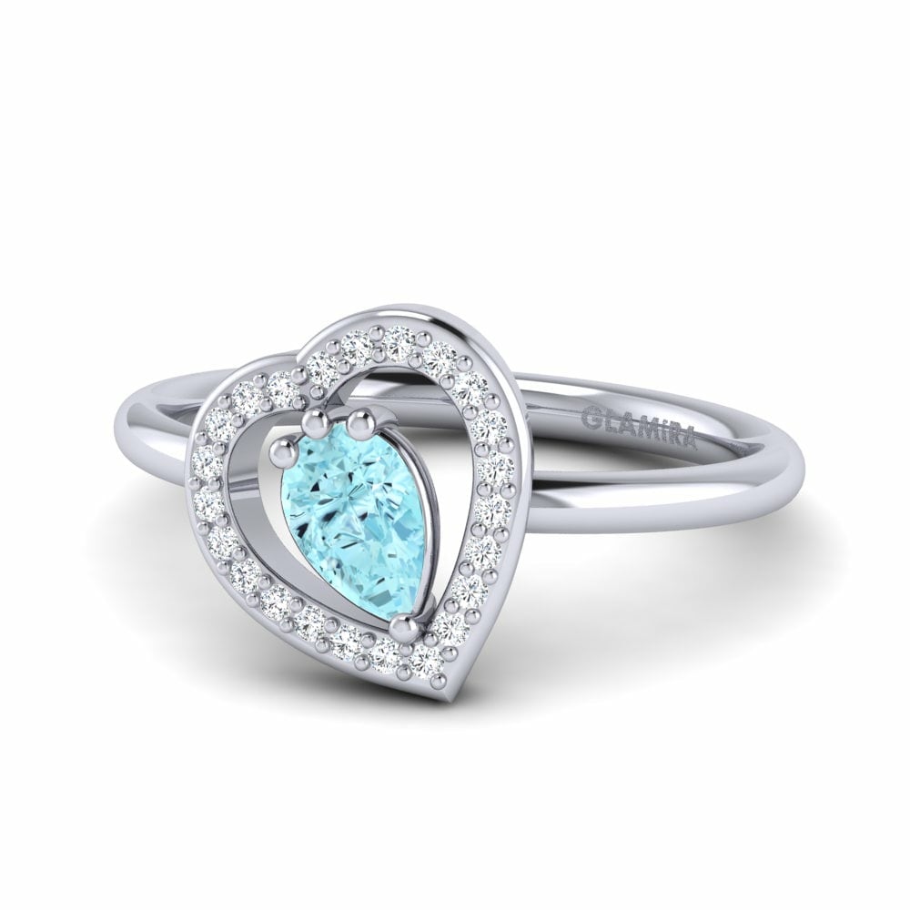 Heart Aquamarine Engagement Rings