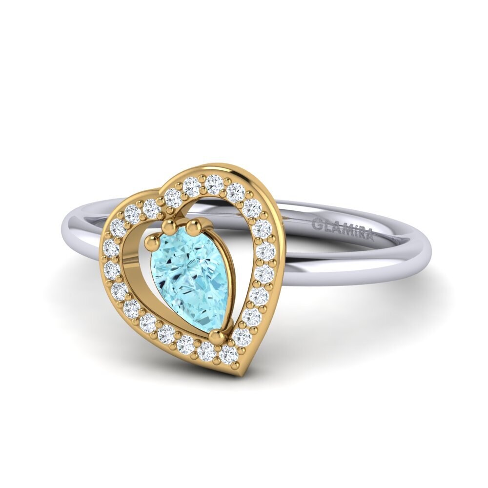 14ct White & Yellow Gold Aquamarine Ring Astrid