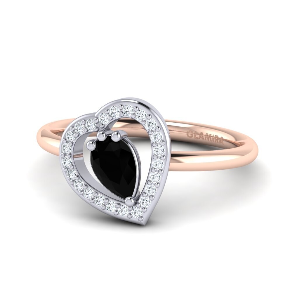 14ct Rose & White Gold Black Onyx Ring Astrid