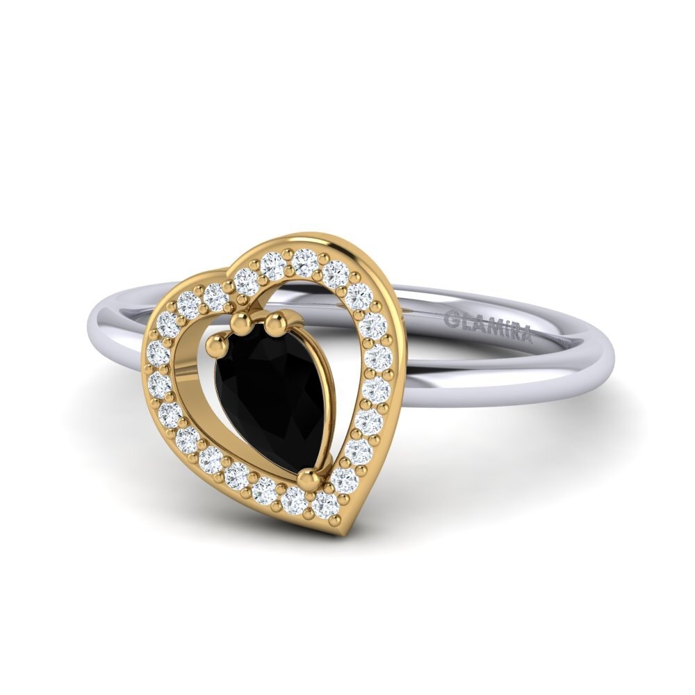 9ct White & Yellow Gold Black Onyx Ring Astrid