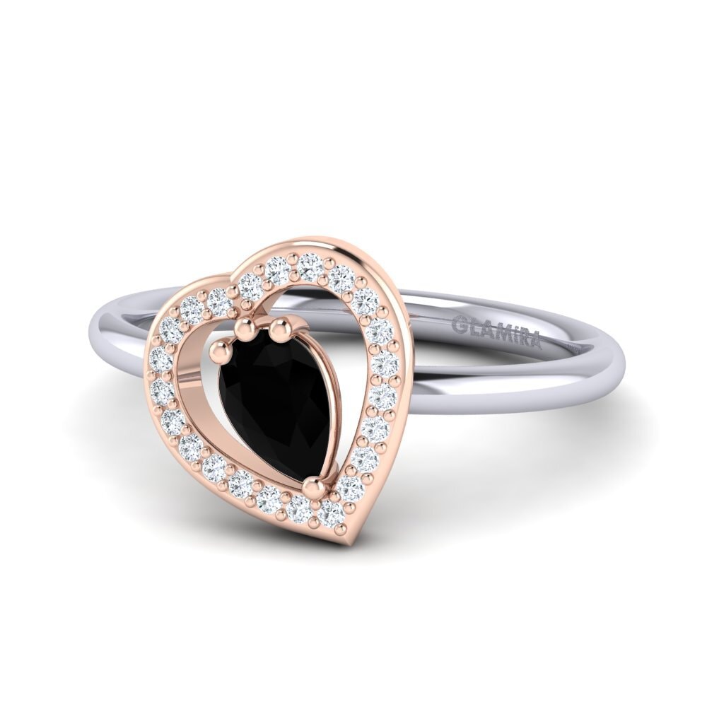 14ct White & Rose Gold Black Sapphire Ring Astrid