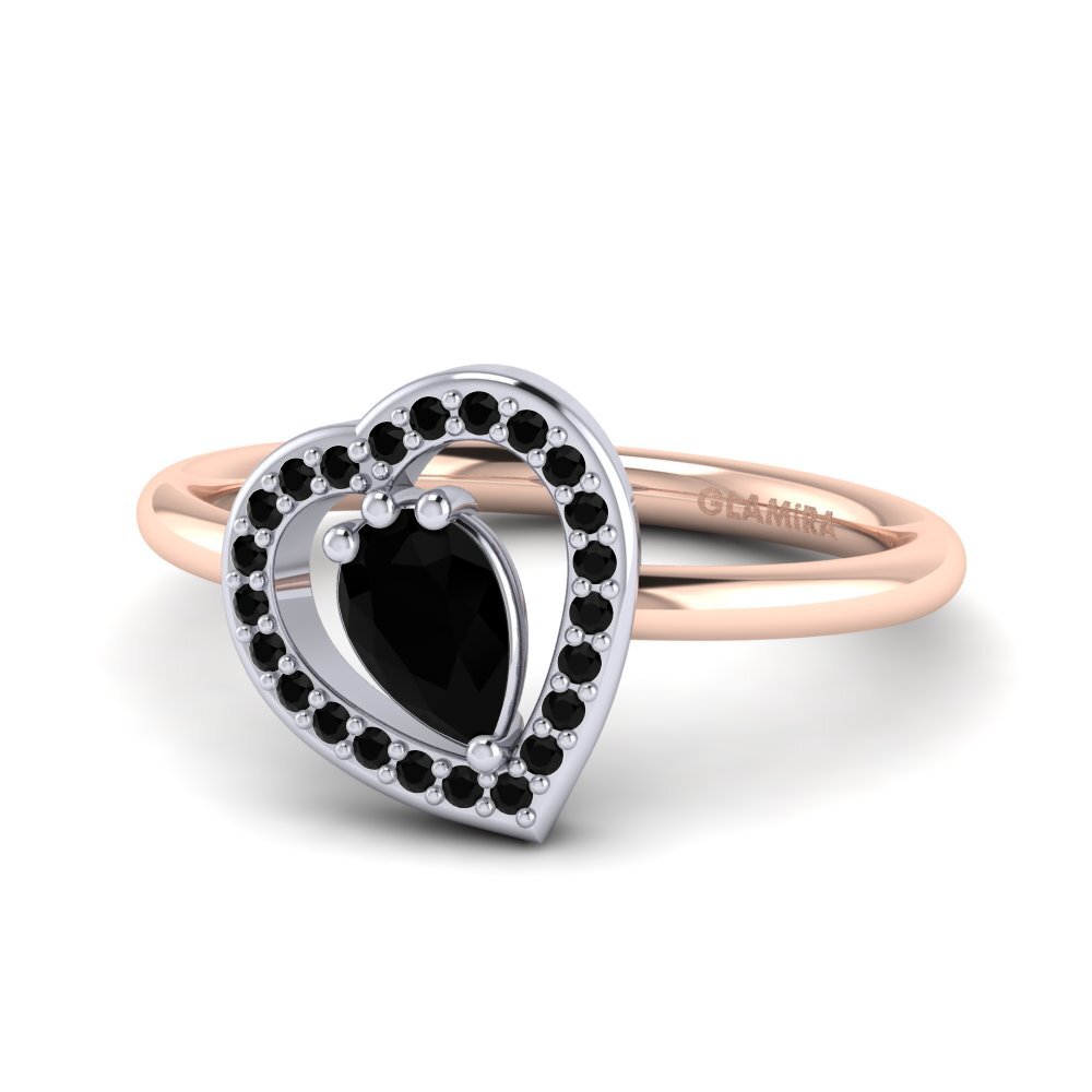 9ct Rose & White Gold Black Diamond Ring Astrid