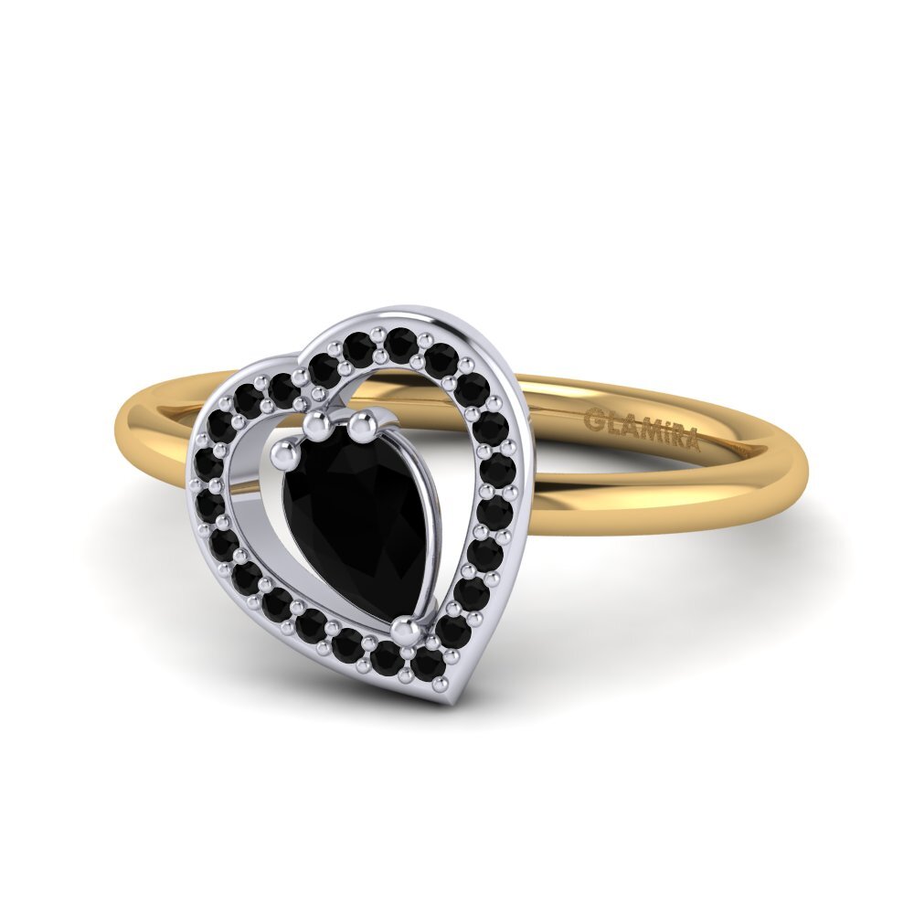18ct Yellow & White Gold Black Diamond Ring Astrid