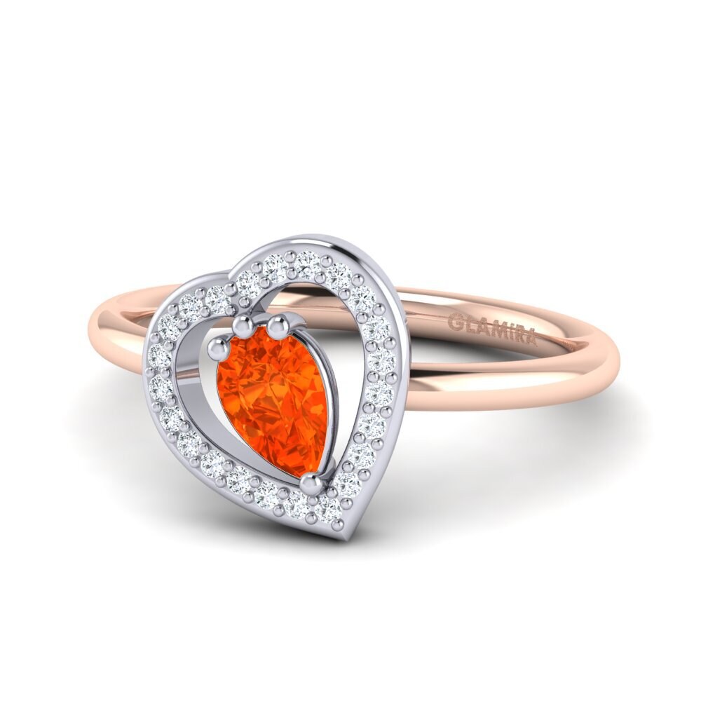 14ct Rose & White Gold Fire Opal Ring Astrid