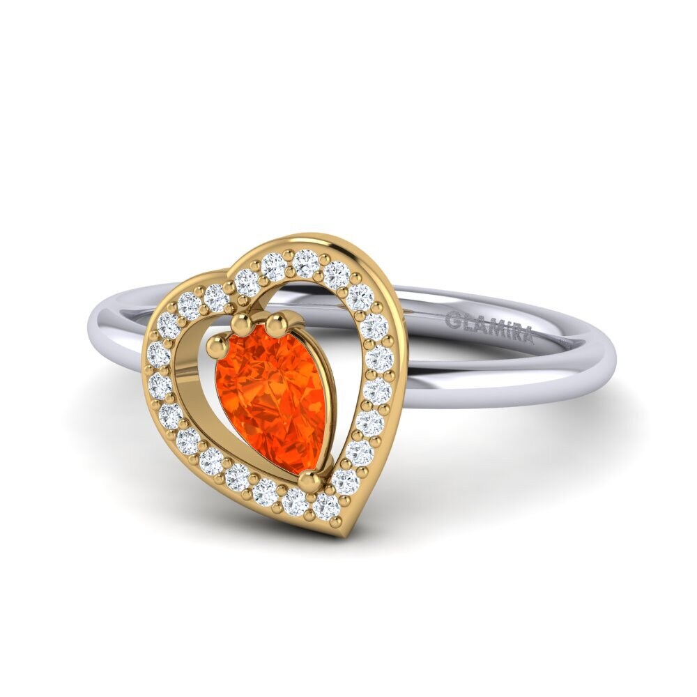 9ct White & Yellow Gold Fire Opal Ring Astrid