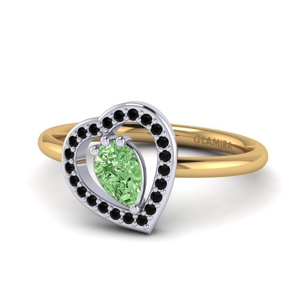 18ct Yellow & White Gold Green Diamond Ring Astrid