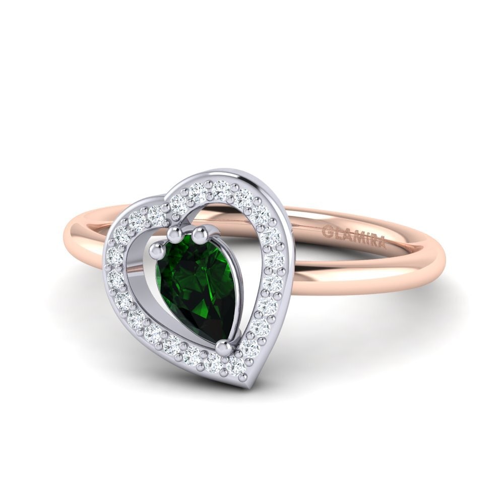 14ct Rose & White Gold Green Tourmaline Ring Astrid
