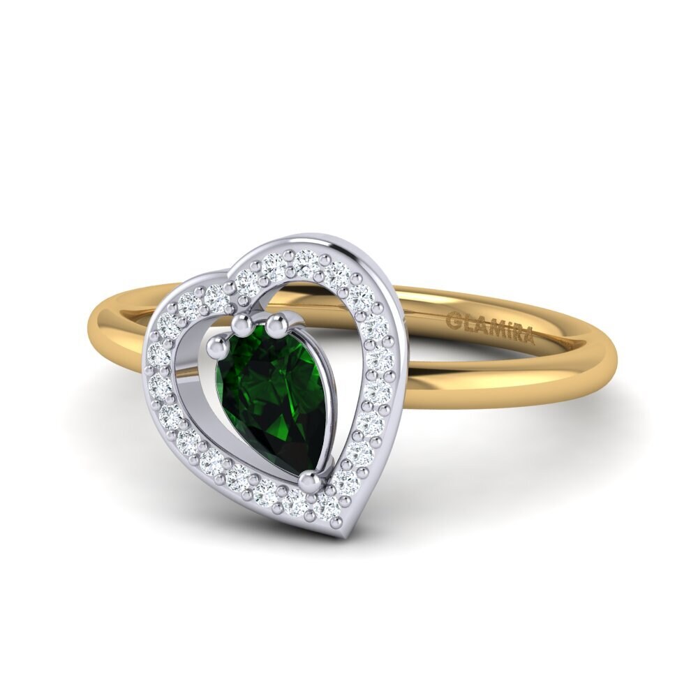 14ct Yellow & White Gold Green Tourmaline Ring Astrid