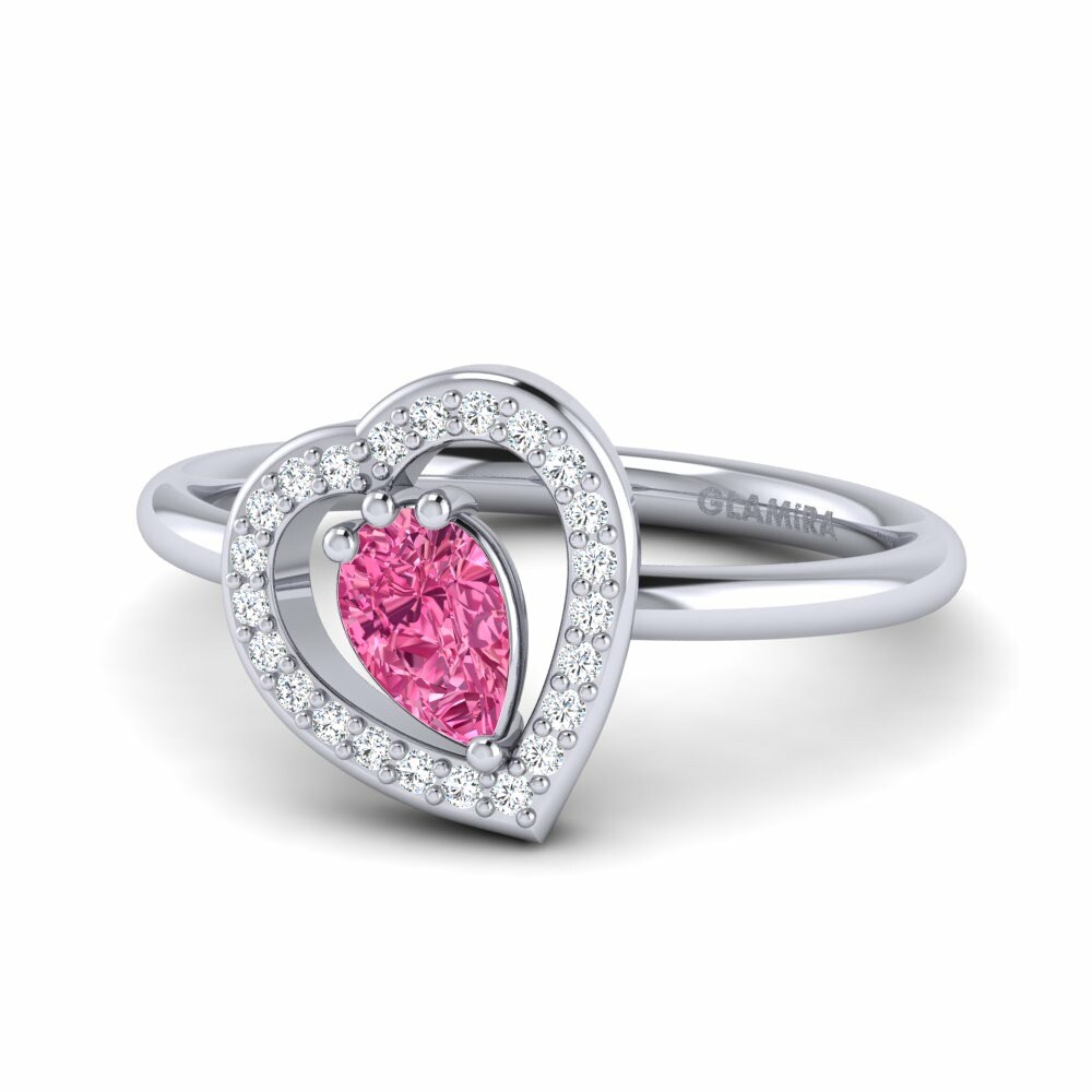 Heart Pink Tourmaline Engagement Rings