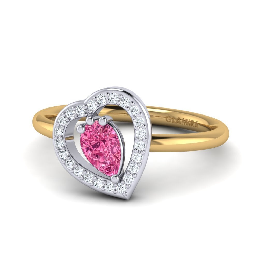 14ct Yellow & White Gold Pink Tourmaline Ring Astrid