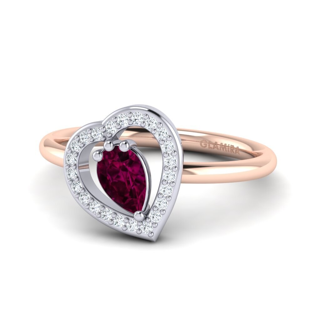 18ct Rose & White Gold Rhodolite Garnet Ring Astrid