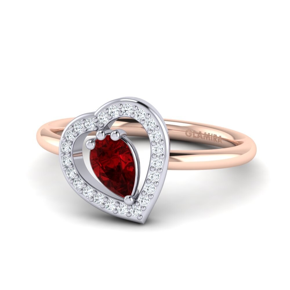 9ct Rose & White Gold Red Zirconia Ring Astrid