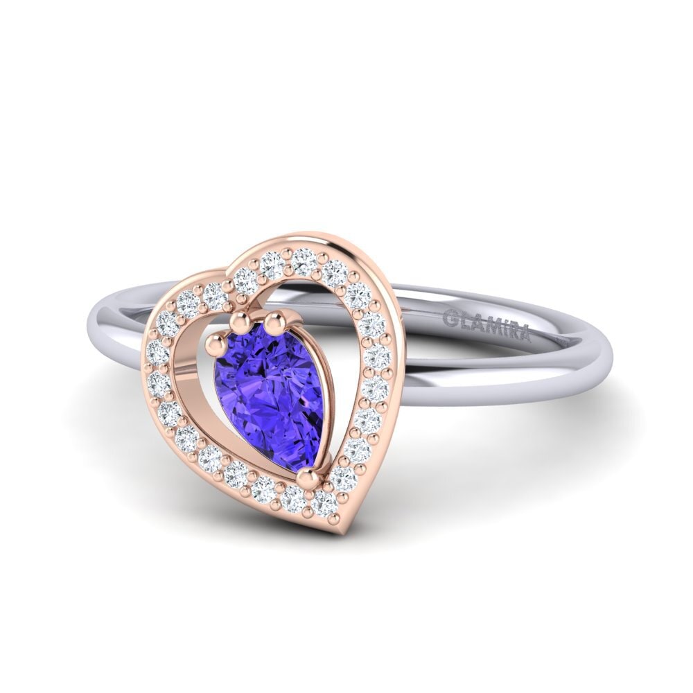 14ct White & Rose Gold Tanzanite Ring Astrid