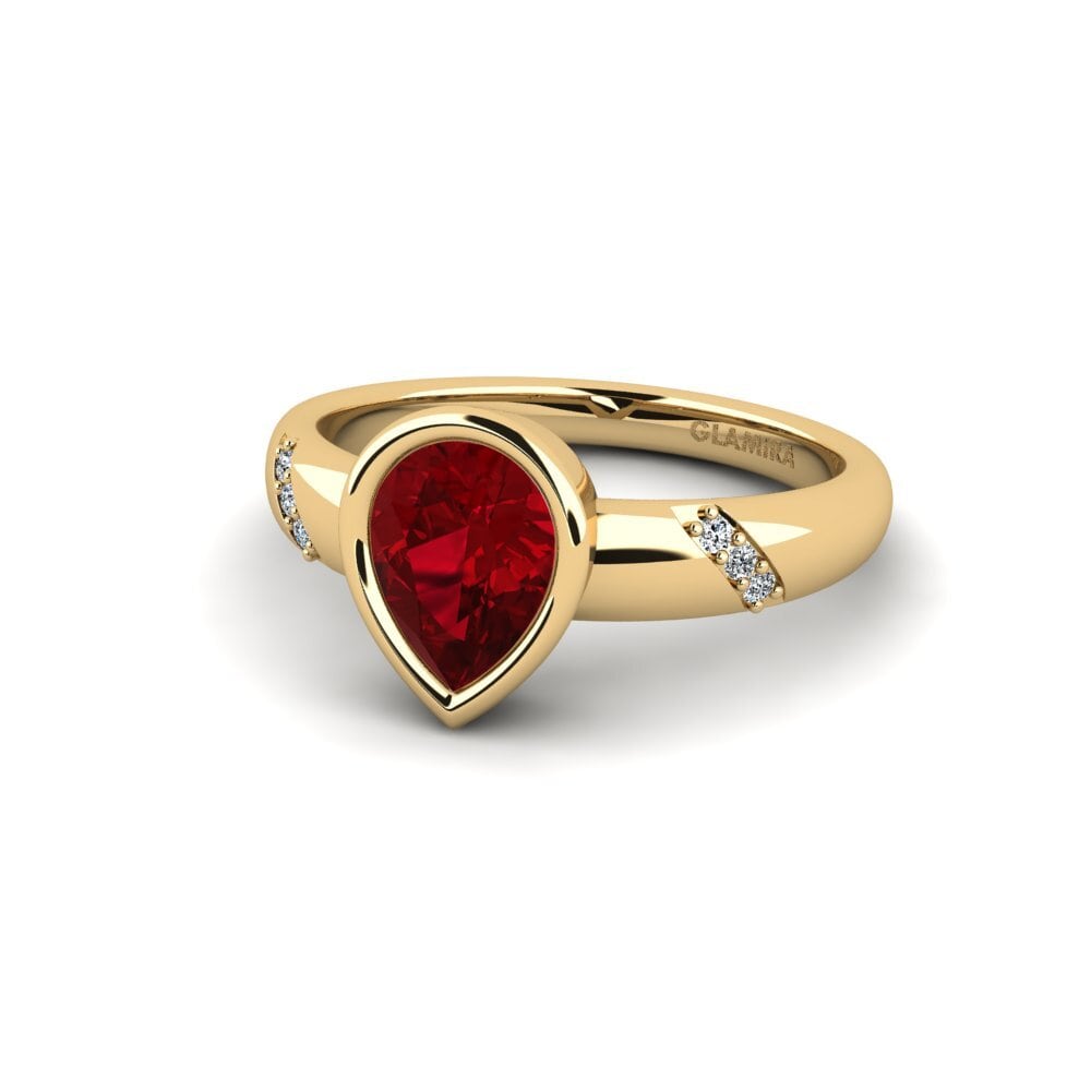 Circonita Roja Anillo de compromiso Asunan - Pear