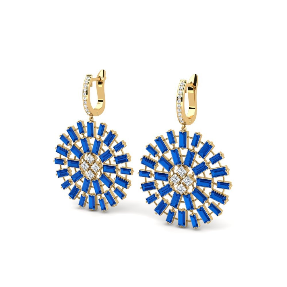 Zircônia azul escuro Brincos Feminino Athena