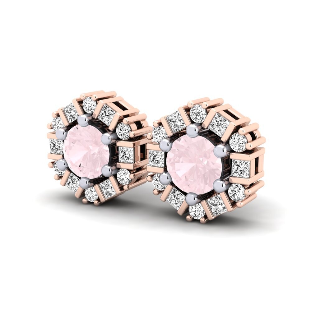 9k Oro Rosa & Blanco Cuarzo rosa Pendiente de mujer Athilda