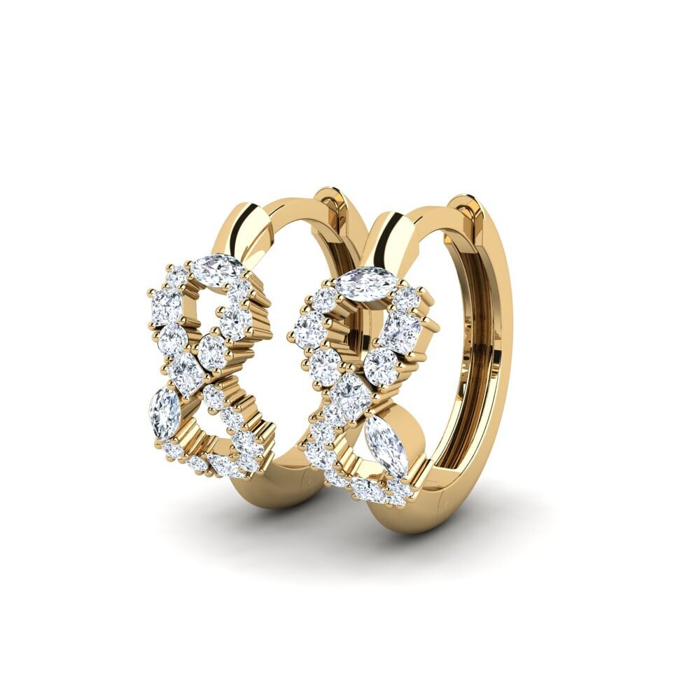 14k Oro Amarillo Mezclado Pendiente de mujer Atraente