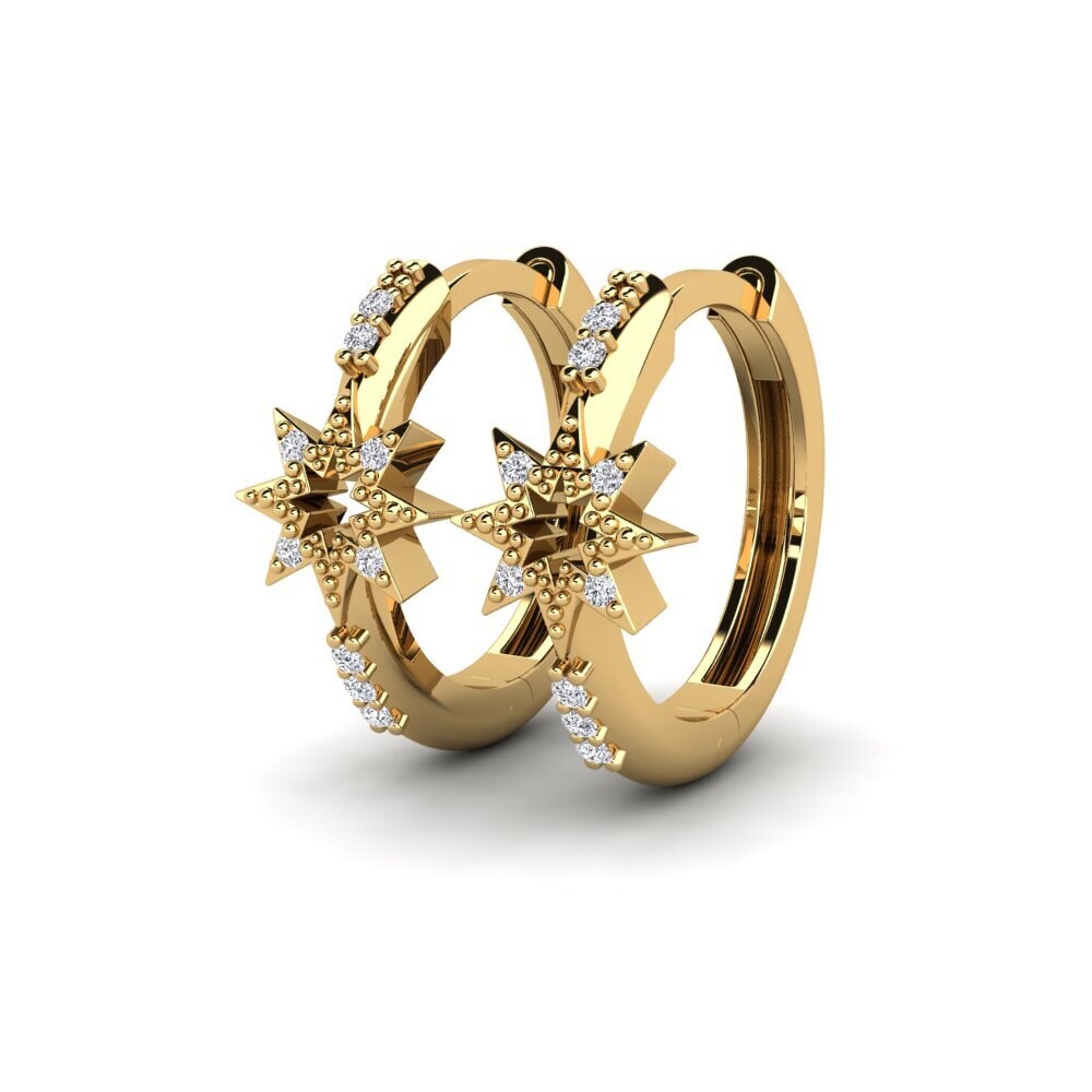 9ct Yellow Gold Lab Grown Diamond Women's Earring Attached