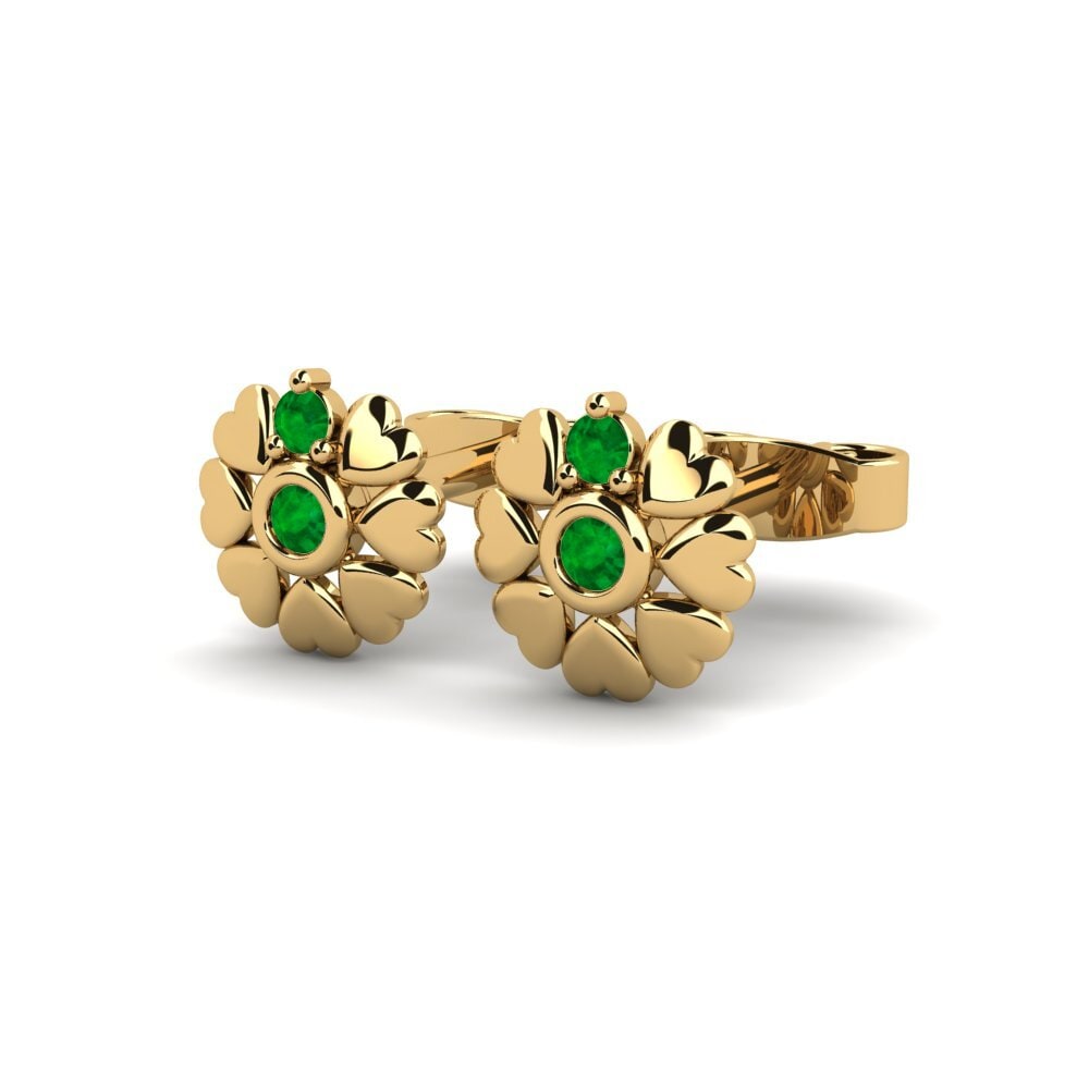 14k Oro Amarillo Esmeralda Pendiente de mujer Attoniac