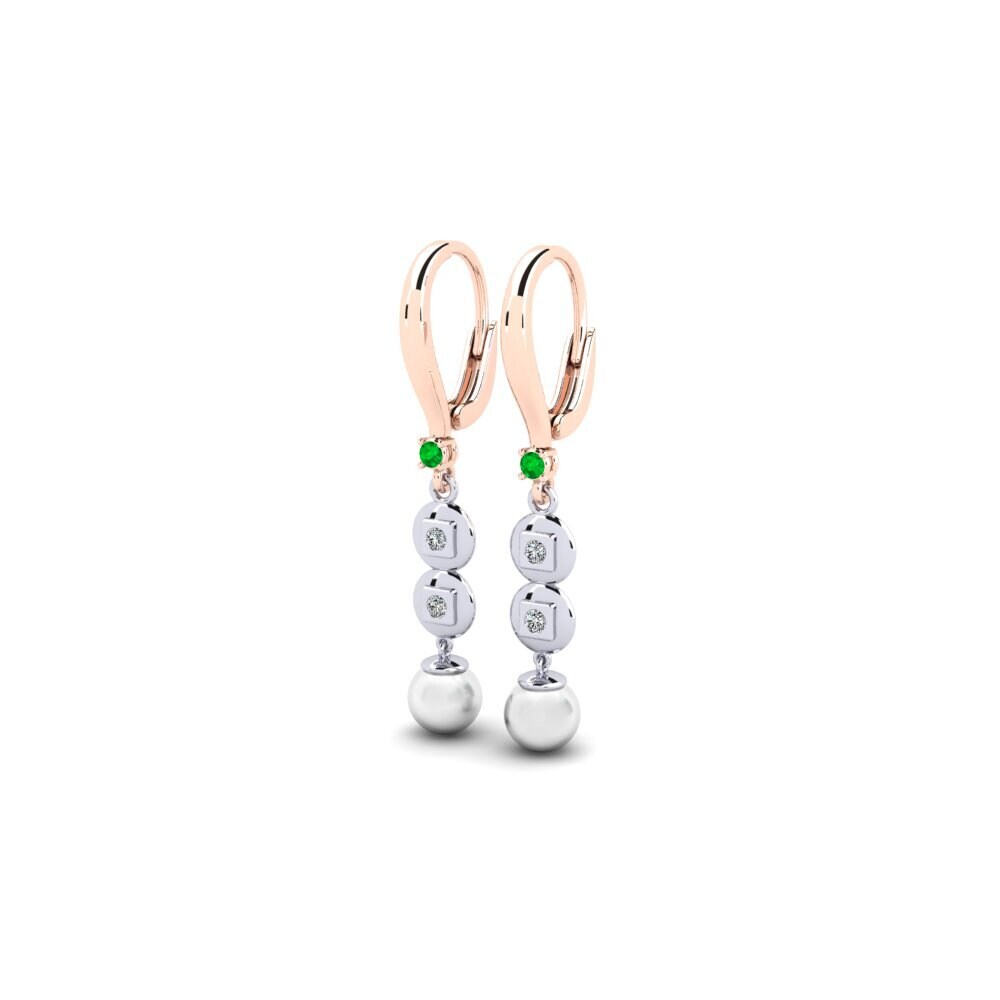 14ct Rose / White Gold Emerald Women's Earring Atyason