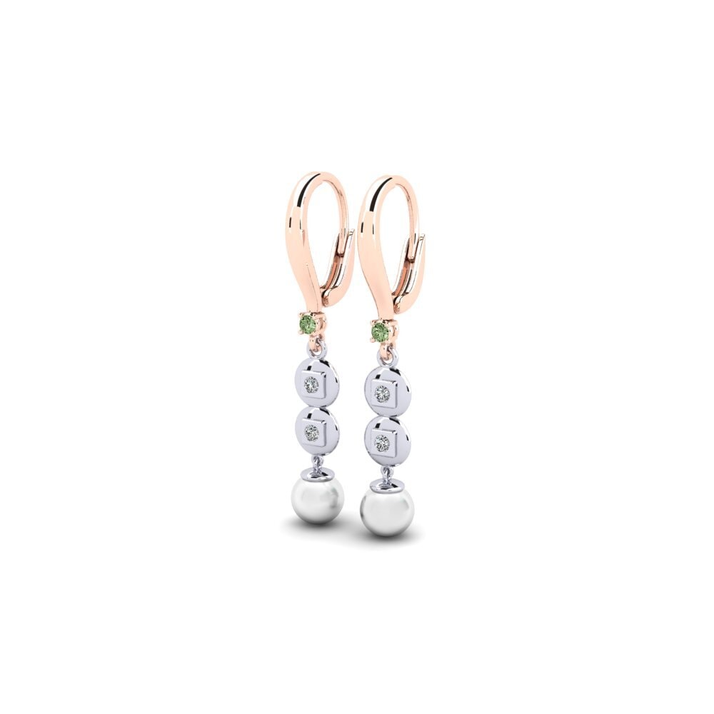 9k Oro Rosa & Blanco Diamante Verde Pendiente de mujer Atyason