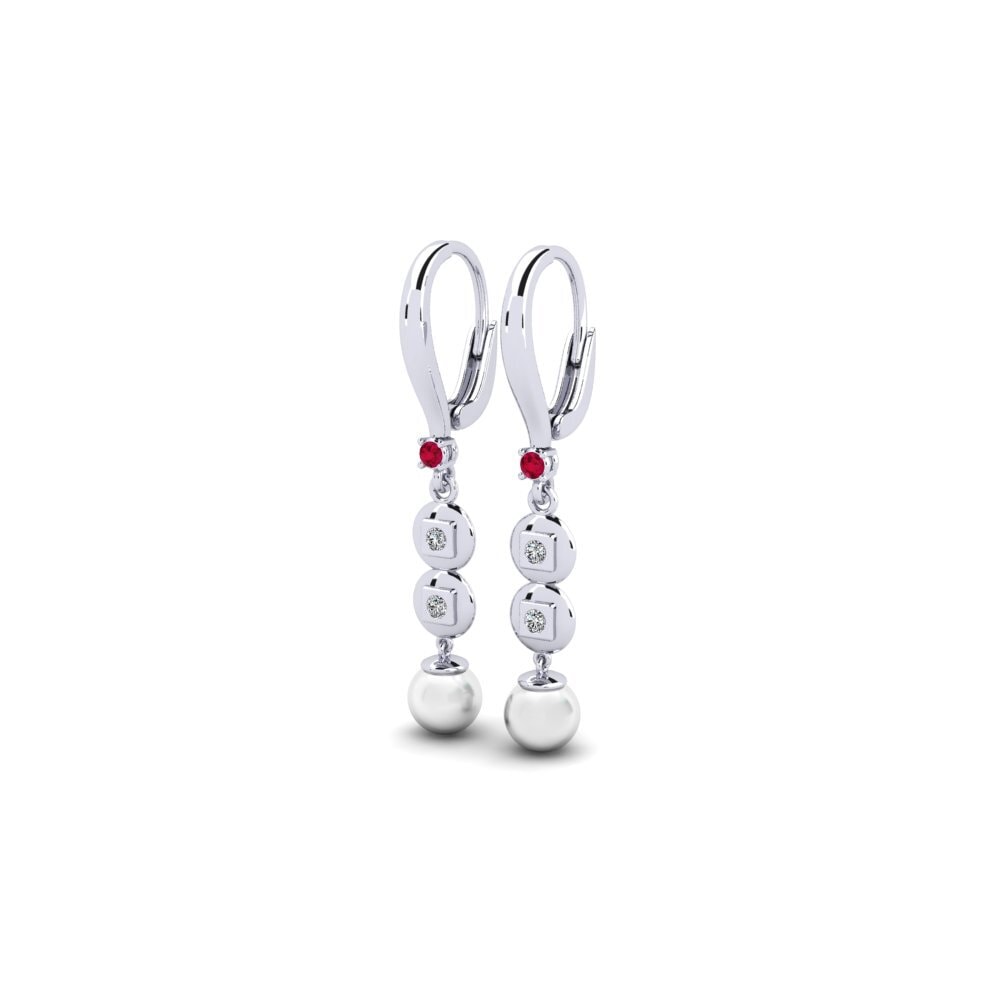 9ct White Gold Ruby Women's Earring Atyason