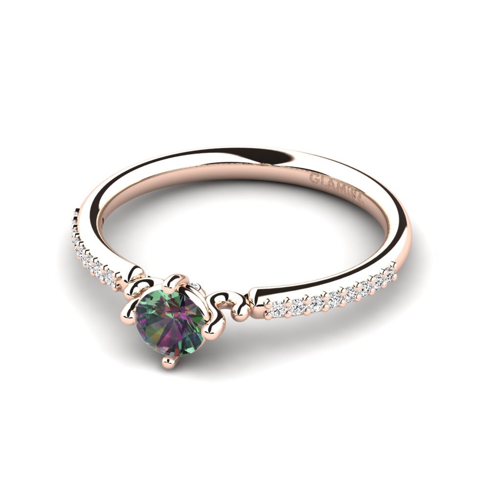 14k Oro Rosa Topacio Místico Anillo de compromiso Aubriel