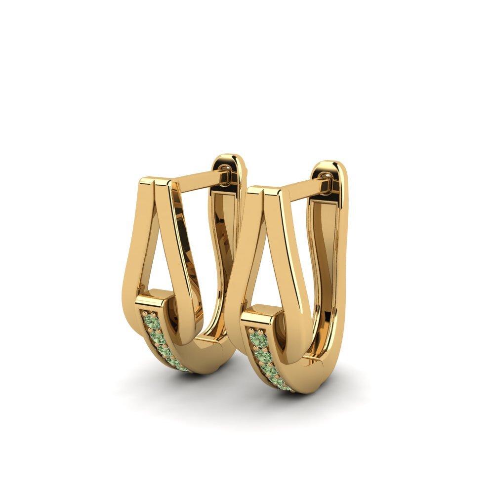 14ct Yellow Gold Green Diamond Women's Earring Aucun