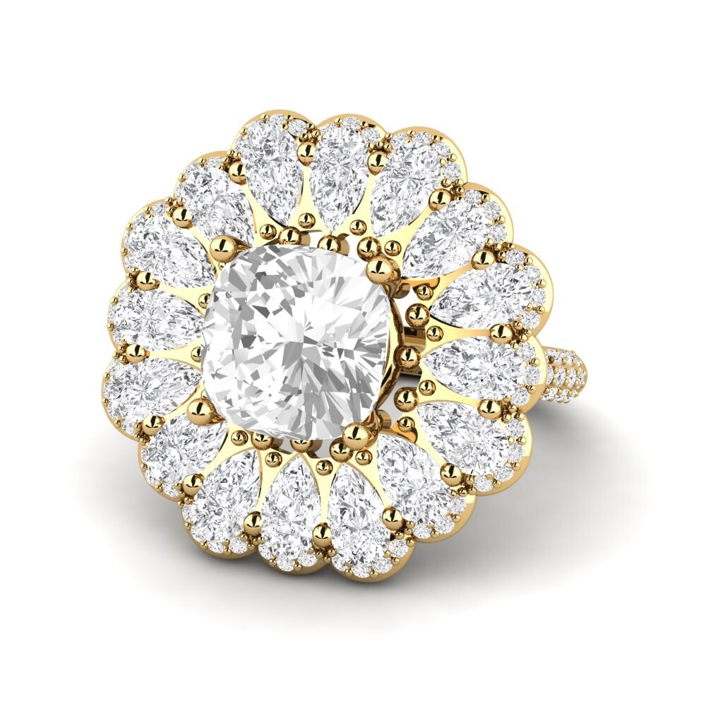 9k Oro Amarillo Topacio blanco Anillo de compromiso Auda