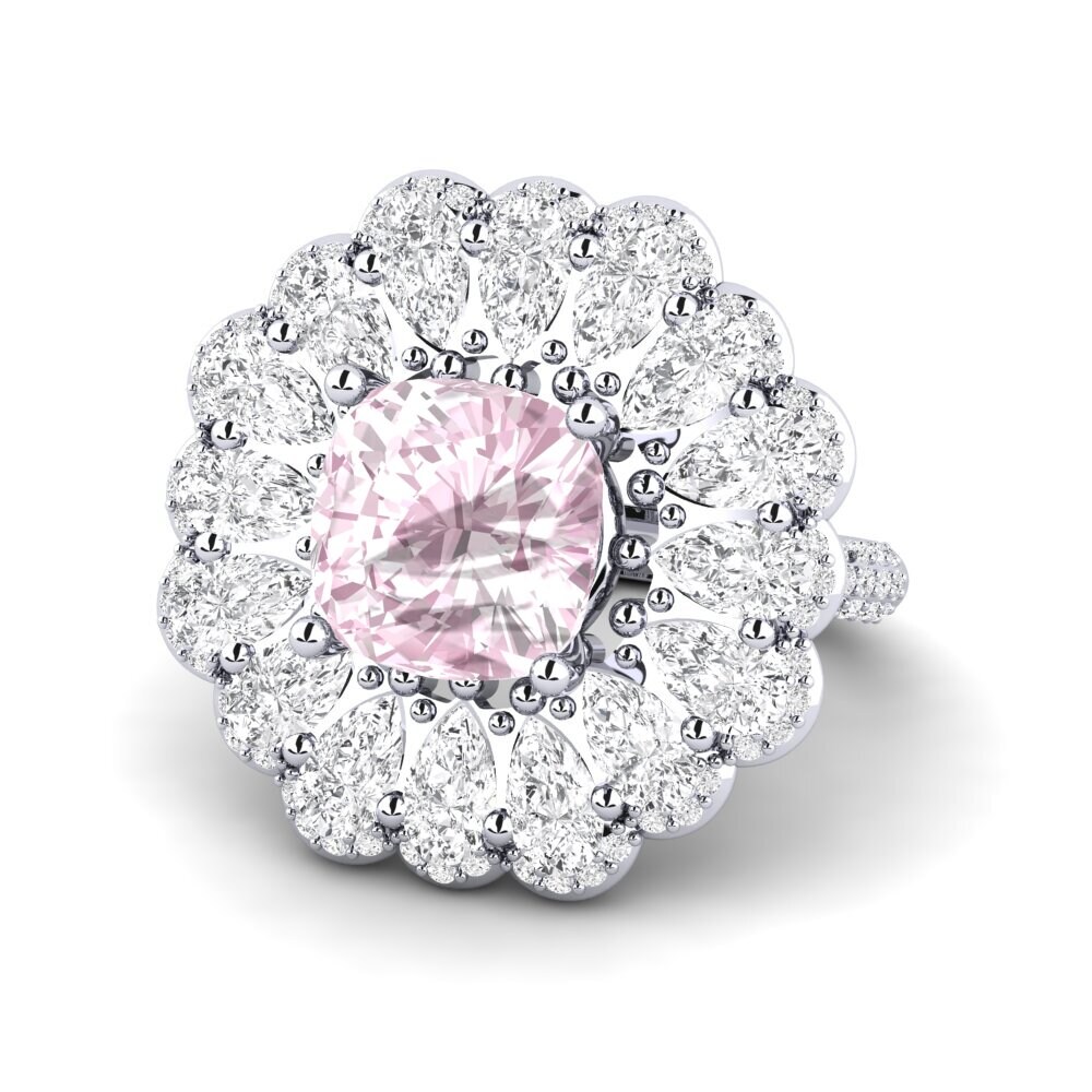 White Silver Kunzite Engagement Ring Auda