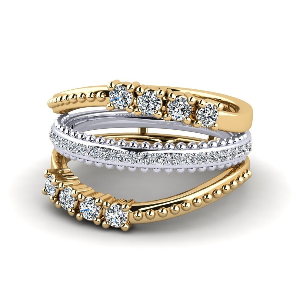 9k Oro Amarillo & Blanco Anillo Audgen SET