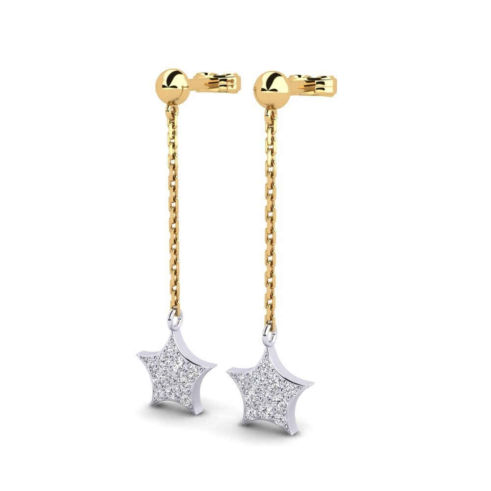 14k Oro Amarillo/Blanco Pendiente de mujer Augerinos