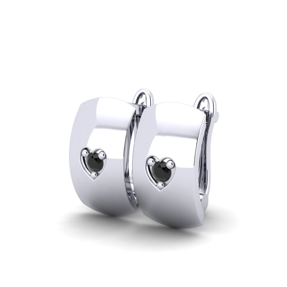 9ct White Gold Black Diamond Women's Earring Aumera
