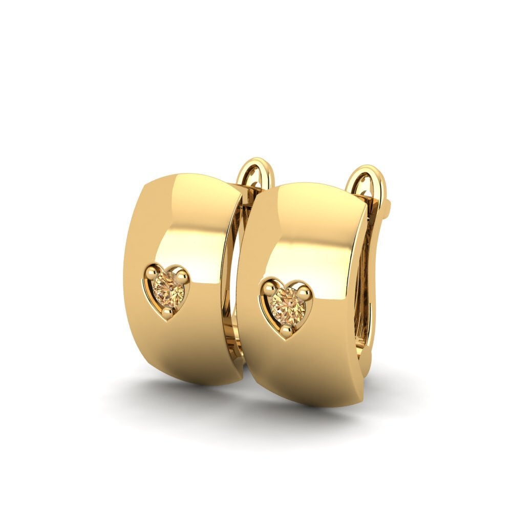14K Yellow Gold Brown Diamond Earring Aumera