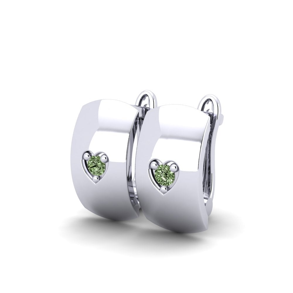 Oro Bianco 585 Diamante Verde Orecchino da donna Aumera